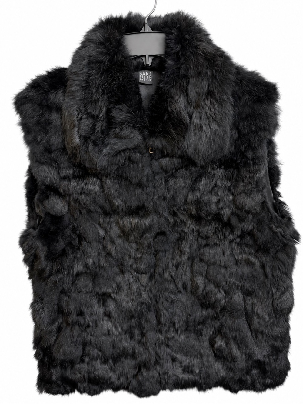 Saks Fifth Avenue Rabbit Fur Vest Black Sz Medium